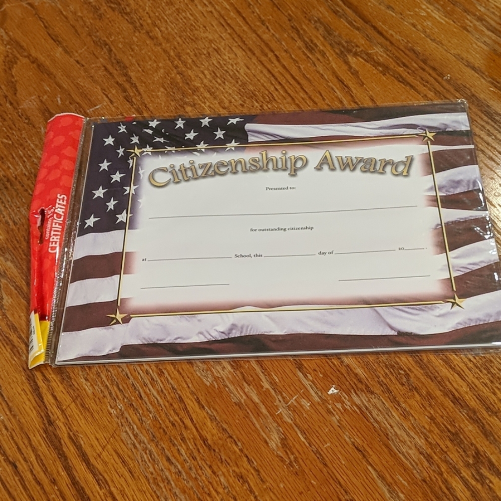 Citizenship award certificates NWT
